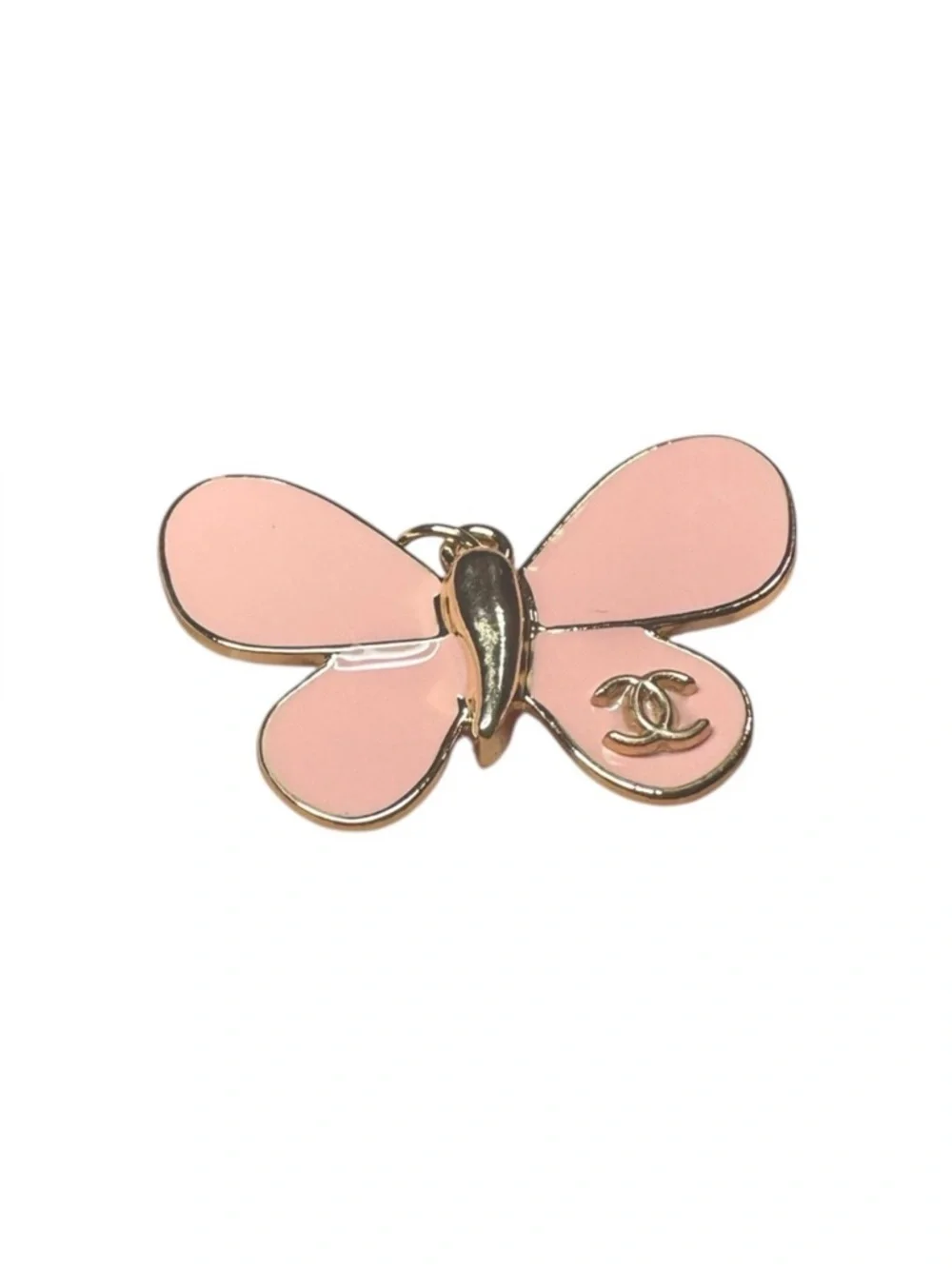 CHANEL Gold-Tone Necklace with Pink Butterfly Enamel Pendant - Picture 3 of 4